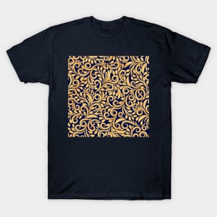 Regal gold and blue intricate pattern T-Shirt